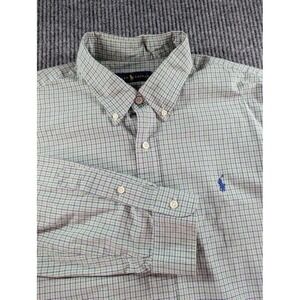 Ralph Lauren Shirt Mens XL Green Plaid Check Oxford Button Front Preppy Business